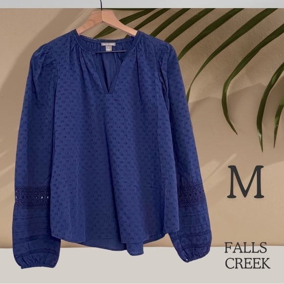 Falls Creek Tops - NWT Women's Falls Creek Navy Eyelet Blouse - Size Medium